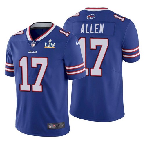 Men's Buffalo Bills #17 Josh Allen Blue NFL 2021 Super Bowl LV Stitched Jersey
